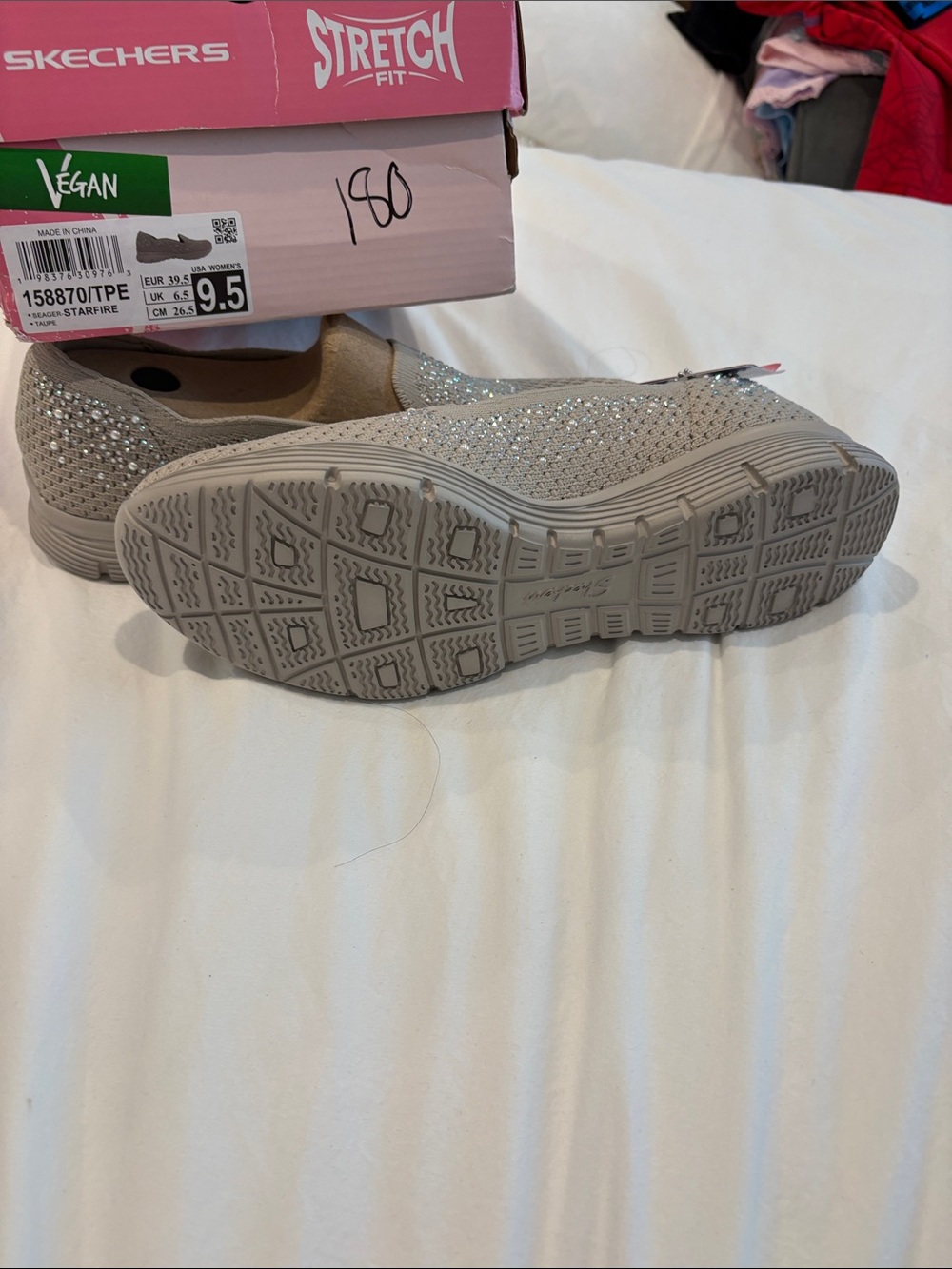 Skechers Taupe Slip-On Flats with Sparkle Accent - Picture 4 of 4